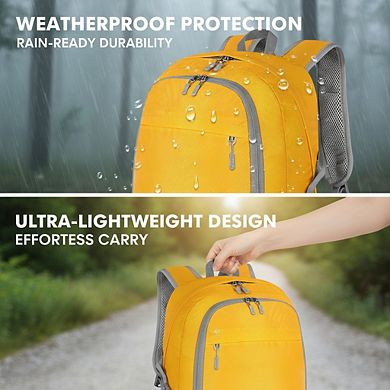 AKSZRI 30L Yellow Packable Backpack - Water-Resistant, Lightweight Foldable for Hiking & Travel