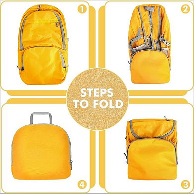 AKSZRI 30L Yellow Packable Backpack - Water-Resistant, Lightweight Foldable for Hiking & Travel