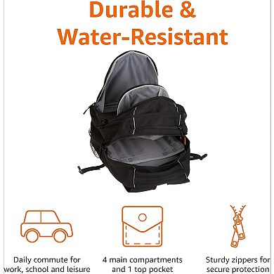 AKSZRI Basics Laptop Backpack Fits Up to 17-Inch Laptops, Black