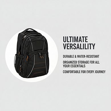 AKSZRI Basics Laptop Backpack Fits Up to 17-Inch Laptops, Black
