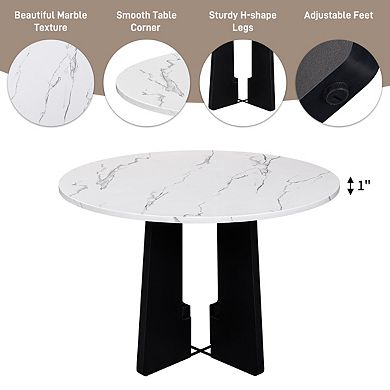 Merax 5-Piece Round Dining Table set, 43-Inch Modern Dining Table and 4 Upholstered Chairs
