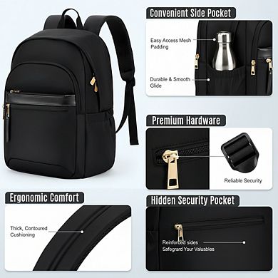 AKSZRIWomen's 15.6" Laptop Backpack with USB Port, Water-Resistant for College, Work & Daily