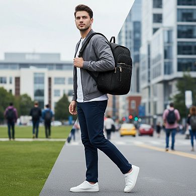 AKSZRIWomen's 15.6" Laptop Backpack with USB Port, Water-Resistant for College, Work & Daily