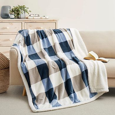 Great Ambitions Sherpa Fleece Throw Blanket for Couch, Fluffy Plush Warm Fuzzy Blanket