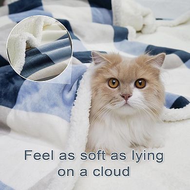 Great Ambitions Sherpa Fleece Throw Blanket for Couch, Fluffy Plush Warm Fuzzy Blanket