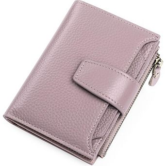 AKSZRI Small Leather Bifold Wallet for Women - RFID Blocking & Compact Purse