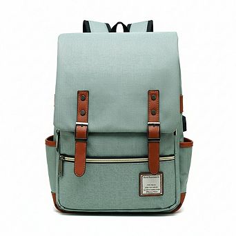 AKSZRI Vintage Slim Laptop Backpack College & Casual, Fits 15.6" Laptop in Green