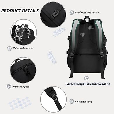 AKSZRI 15.6" Laptop Backpack for Students - Anti-Theft, Medium Size for School & Travel, Black