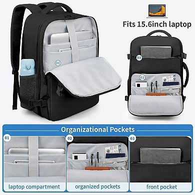 AKSZRI Friendly 15.6" Travel Backpack - Flight Approved Personal Item for Business & Weekender