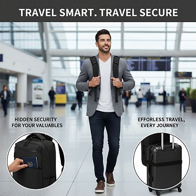 AKSZRI Waterproof Laptop Backpack - Flight Approved & Anti-Theft, 15.6-inch Unisex Daypack (Black)