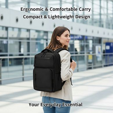AKSZRI Waterproof Laptop Backpack - Flight Approved & Anti-Theft, 15.6-inch Unisex Daypack (Black)