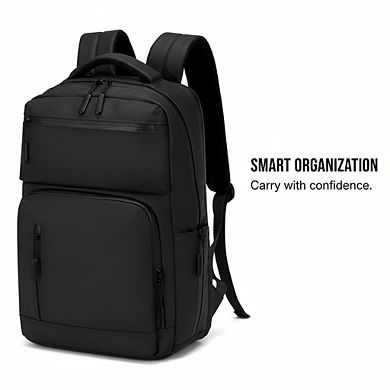 AKSZRI Waterproof Laptop Backpack - Flight Approved & Anti-Theft, 15.6-inch Unisex Daypack (Black)