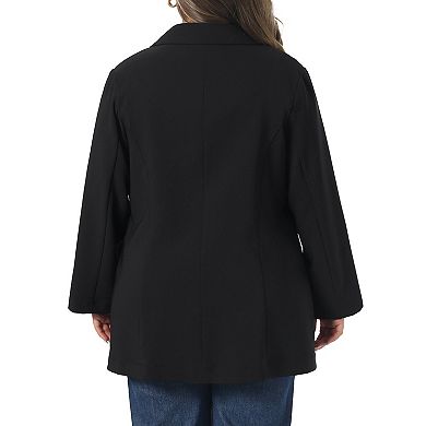 Women's Plus Size Blazer Notch Lapel Work Business Casual Button Dressy Outfits Suit Jacket Blazers