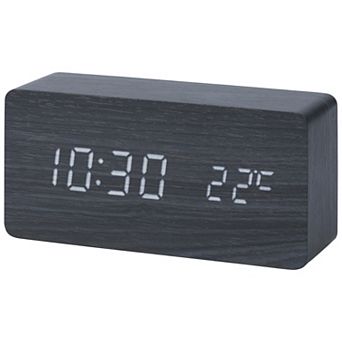 Wood Grain Design Casing LED Alarm Clock, Adjustable Brightness, Three Alarms 5.6"x1.6"x3.0"