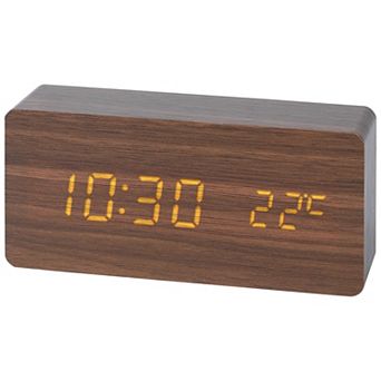 Wood Grain Design Casing LED Alarm Clock, Adjustable Brightness, Three Alarms 5.6"x1.6"x3.0"