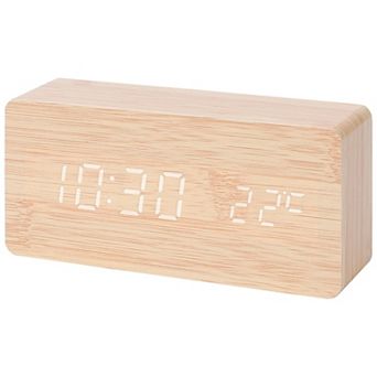 Wood Grain Design Casing LED Alarm Clock, Adjustable Brightness, Three Alarms 5.6"x1.6"x3.0"