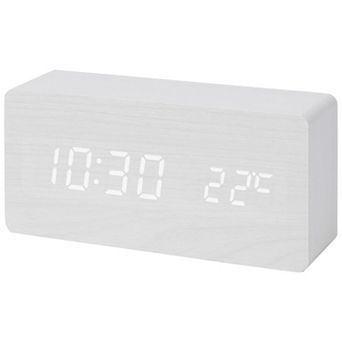 Wood Grain Design Casing LED Alarm Clock, Adjustable Brightness, Three Alarms 5.6"x1.6"x3.0"