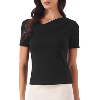 Summer Tops for Women Asymmetrical Neck Slim Fit Shirts Fashion Casual Tee Going Out Tops