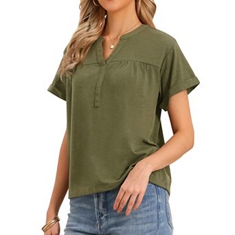 Summer Short Sleeve Tops for Women Casual V Neck Basic Tee Shirts Blouses