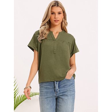 Summer Short Sleeve Tops for Women Casual V Neck Basic Tee Shirts Blouses