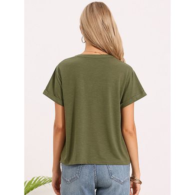 Summer Short Sleeve Tops for Women Casual V Neck Basic Tee Shirts Blouses