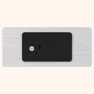 Digital Alarm Clock, Wood Grain Casing Design, Voice Wake-Up, Dimmable Display 6.7"x3.1"x2.8"