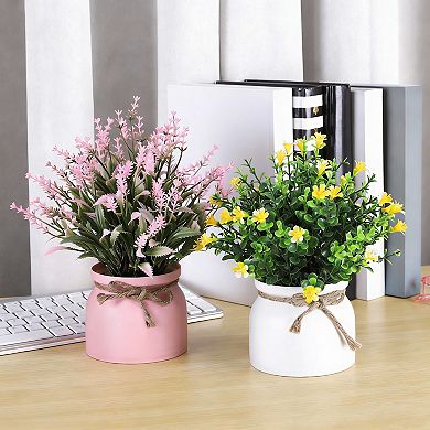 4 Artificial Farmhouse Macaron Potted Plants - Low Maintenance Decor for Home & Office