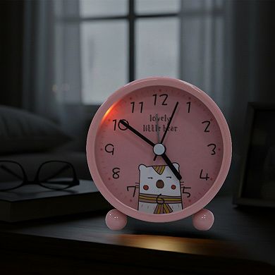 Cute Alarm Clock, Non-Tick Movement, with Spherical Base, Lovely Animal Patterns 3.1"x1.9"x3.3"