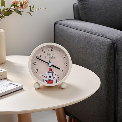 Cute Alarm Clock, Non-Tick Movement, with Spherical Base, Lovely Animal Patterns 3.1"x1.9"x3.3"