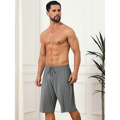 Sleepwear Bottom for Men's Comfortable Solid Color Lounge Drawstring Pajama Shorts