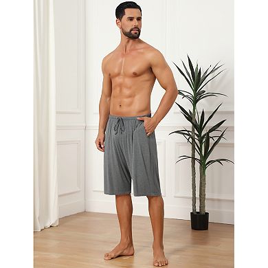 Sleepwear Bottom for Men's Comfortable Solid Color Lounge Drawstring Pajama Shorts