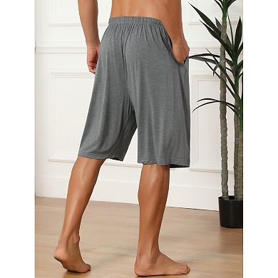Sleepwear Bottom for Men's Comfortable Solid Color Lounge Drawstring Pajama Shorts