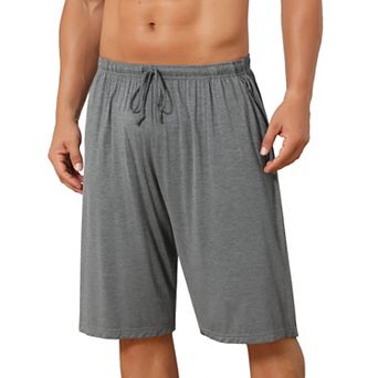 Sleepwear Bottom for Men's Comfortable Solid Color Lounge Drawstring Pajama Shorts