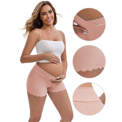 Women's Ice Silk Anti-Chafing Maternity Knickers High Rise Tummy Support Lightweight NoTrace Panties