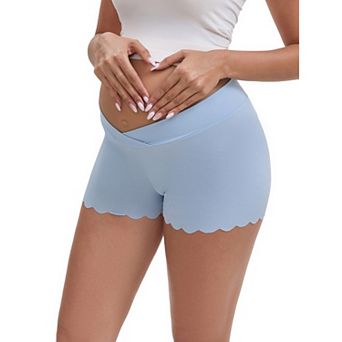 Women's Ice Silk Anti-Chafing Maternity Knickers High Rise Tummy Support Lightweight NoTrace Panties