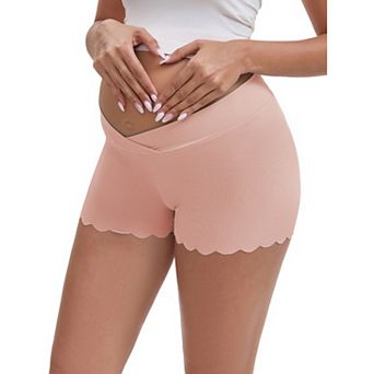 Women's Ice Silk Anti-Chafing Maternity Knickers High Rise Tummy Support Lightweight NoTrace Panties