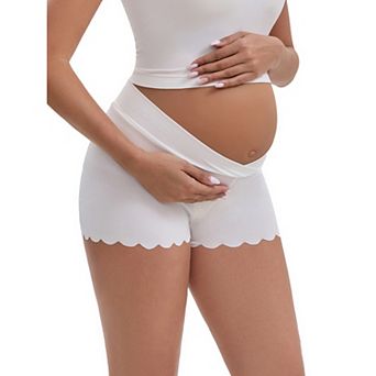 Women's Ice Silk Anti-Chafing Maternity Knickers High Rise Tummy Support Lightweight NoTrace Panties