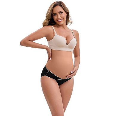 Women's Mid-Waisted Tummy Support Maternity Briefs Hi-Cut Seamless Comfortable Underwears 3 Packs