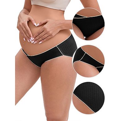 Women's Mid-Waisted Tummy Support Maternity Briefs Hi-Cut Seamless Comfortable Underwears 3 Packs