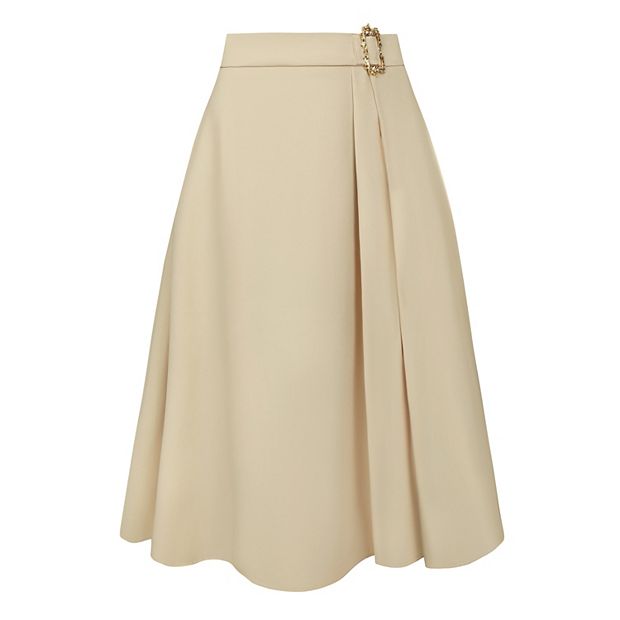 Women's A-Line Skirt High Waist Pleated Front Business Casual Work