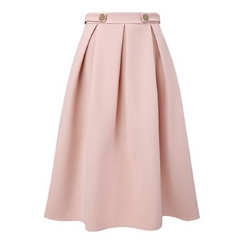 Women's Knee Length Pleated Skirt Work A-line Skirt