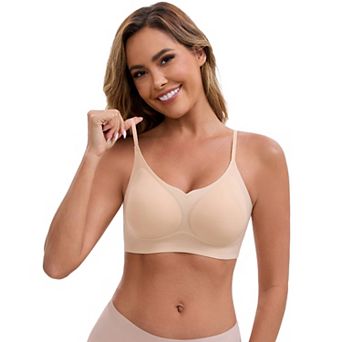 Women's V-Neck Wireless Bras Lift Up Adjustable Spaghetti Straps Soft Lightweight Seamless Bralette
