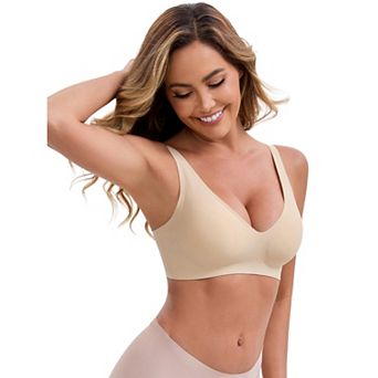 Women's Deep V-Neck Wireless Everyday Bras Adjustable Spaghetti Straps Push-Up Seamless Lingerie