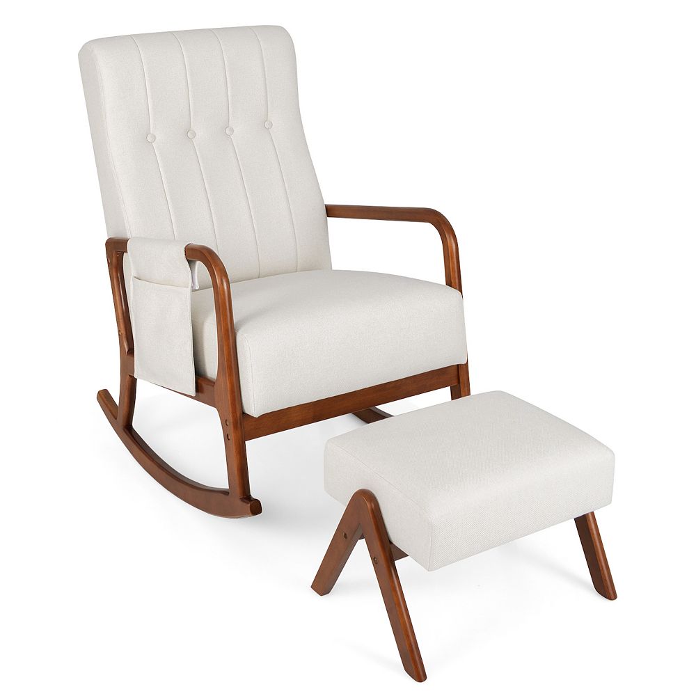 Rocking Chair With Ottoman Upholstered Accent Glider For Living Room