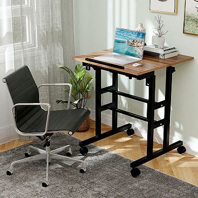 Height-adjustable Mobile Standing Desk with Split Top and Adjustable Angle