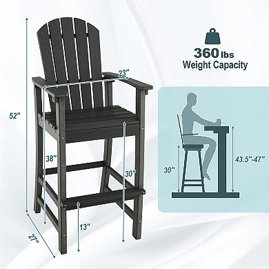30 Inch Counter Height Outdoor HDPE Bar Stool with Armrests