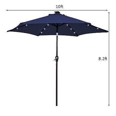 10 Foot Outdoor Patio Umbrella with Bright Solar LED Lights