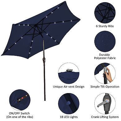 10 Foot Outdoor Patio Umbrella with Bright Solar LED Lights