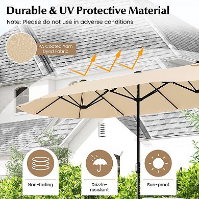 13 Foot Double Sided Patio Umbrella with Crank Handle