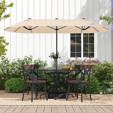 13 Foot Double Sided Patio Umbrella with Crank Handle